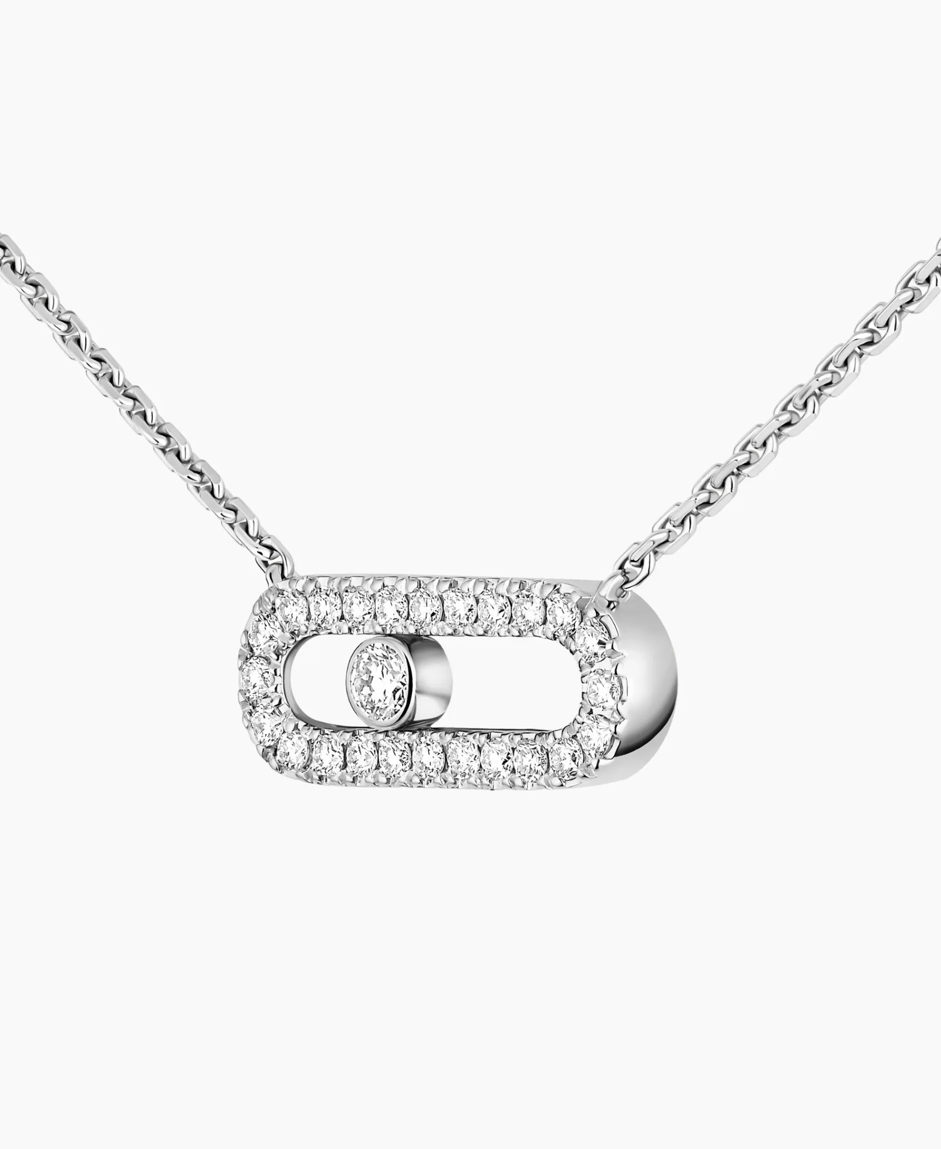 Collar Messika Move Uno Pavé Oro Blanco | 04708-WG