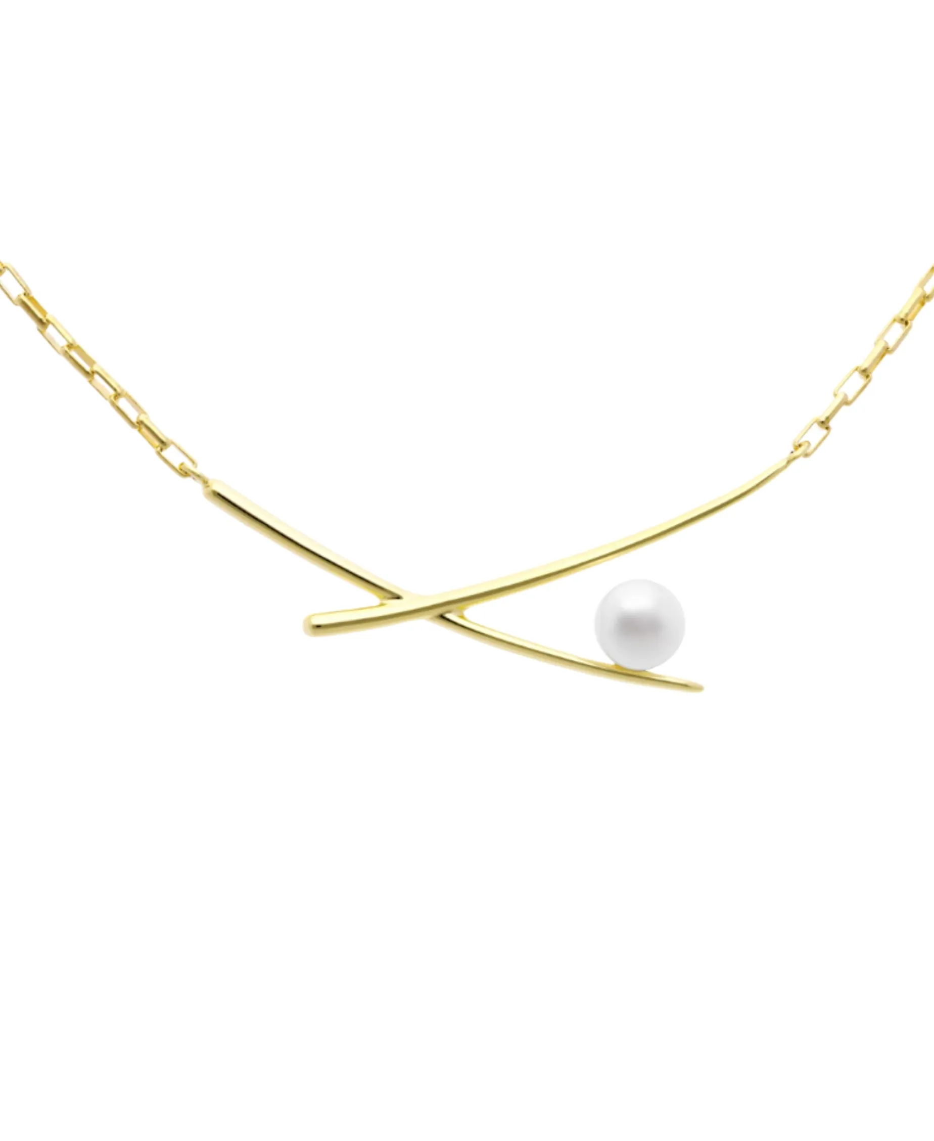 Collar Osaka Marina García Plata Baño de Oro con Perla | 91246GD