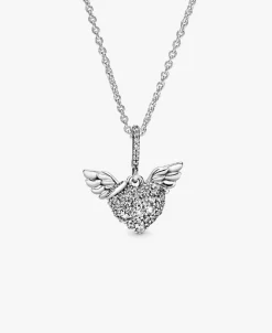 Collar Pandora Corazón y Alas de Ángel en Pavé | 398505C01