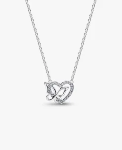 Collar Pandora Corazón y Mariposa Entrelazados | 394477C01-45