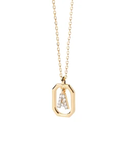 Collar PDPAOLA Mini Letter A Plata Baño Oro | CO01-512-U