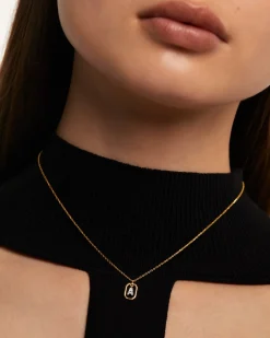 Collar PDPAOLA Mini Letter A Plata Baño Oro | CO01-512-U
