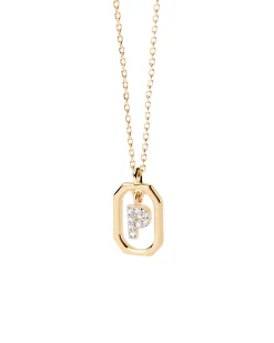 Collar PDPAOLA Mini Letter P Plata Baño Oro | CO01-527-U