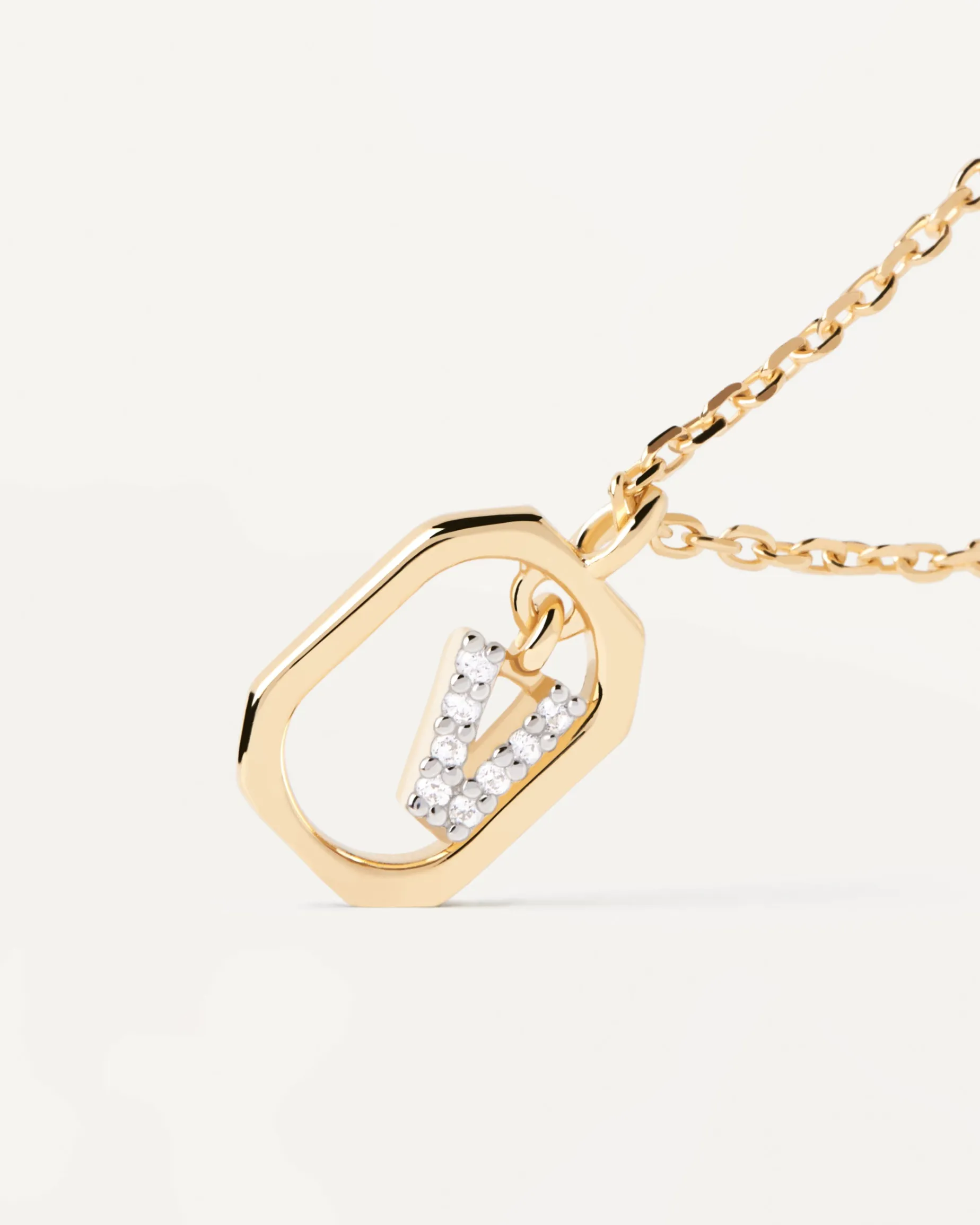 Collar PDPAOLA Mini Letter V Plata Baño Oro | CO01-533-U