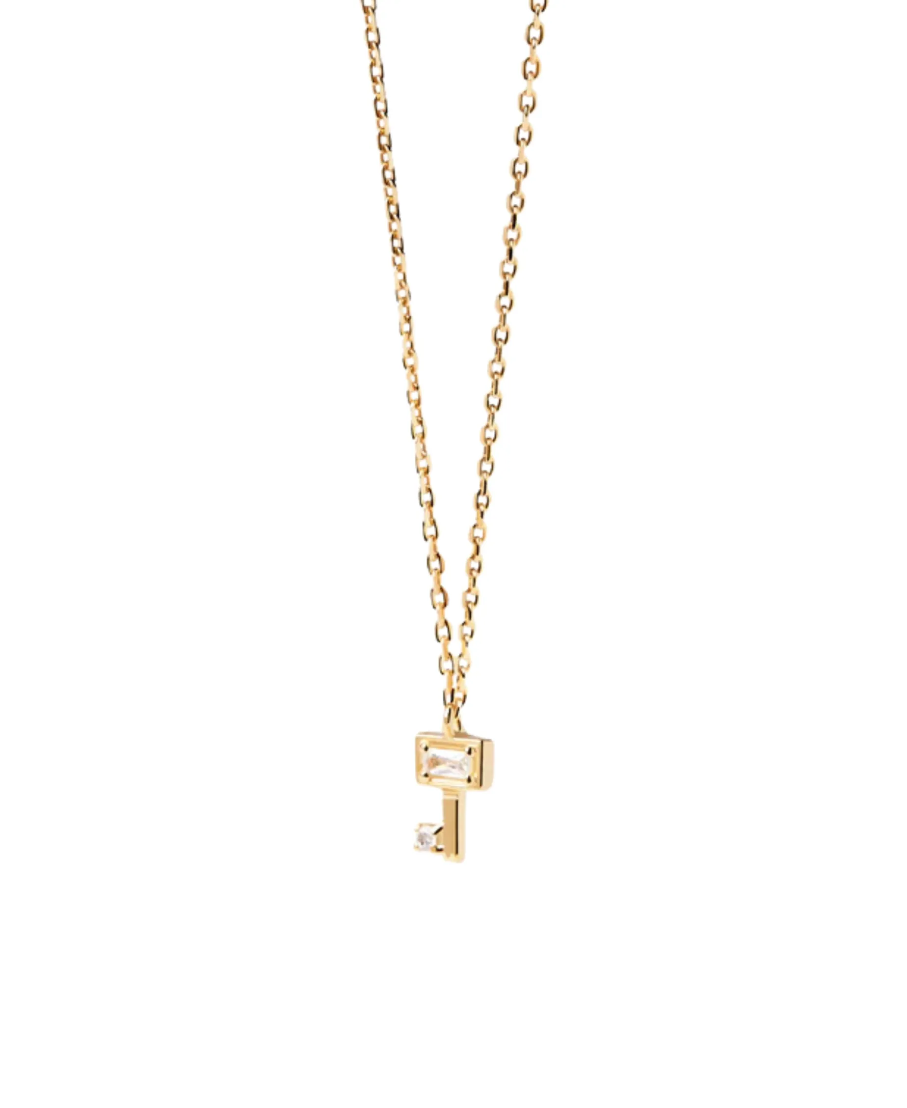 Collar PDPAOLA Mini Llave Plata Baño Oro | CO01-486-U