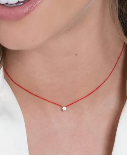 Collar Redline Illusion Diamante Oro Amarillo Hilo Rojo | 20A J