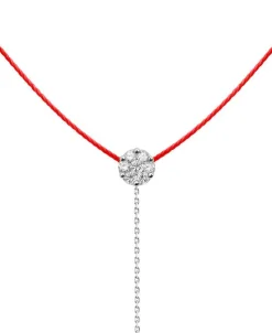 Collar Redline Illusion Seduction Oro Blanco Hilo Rojo | 892B