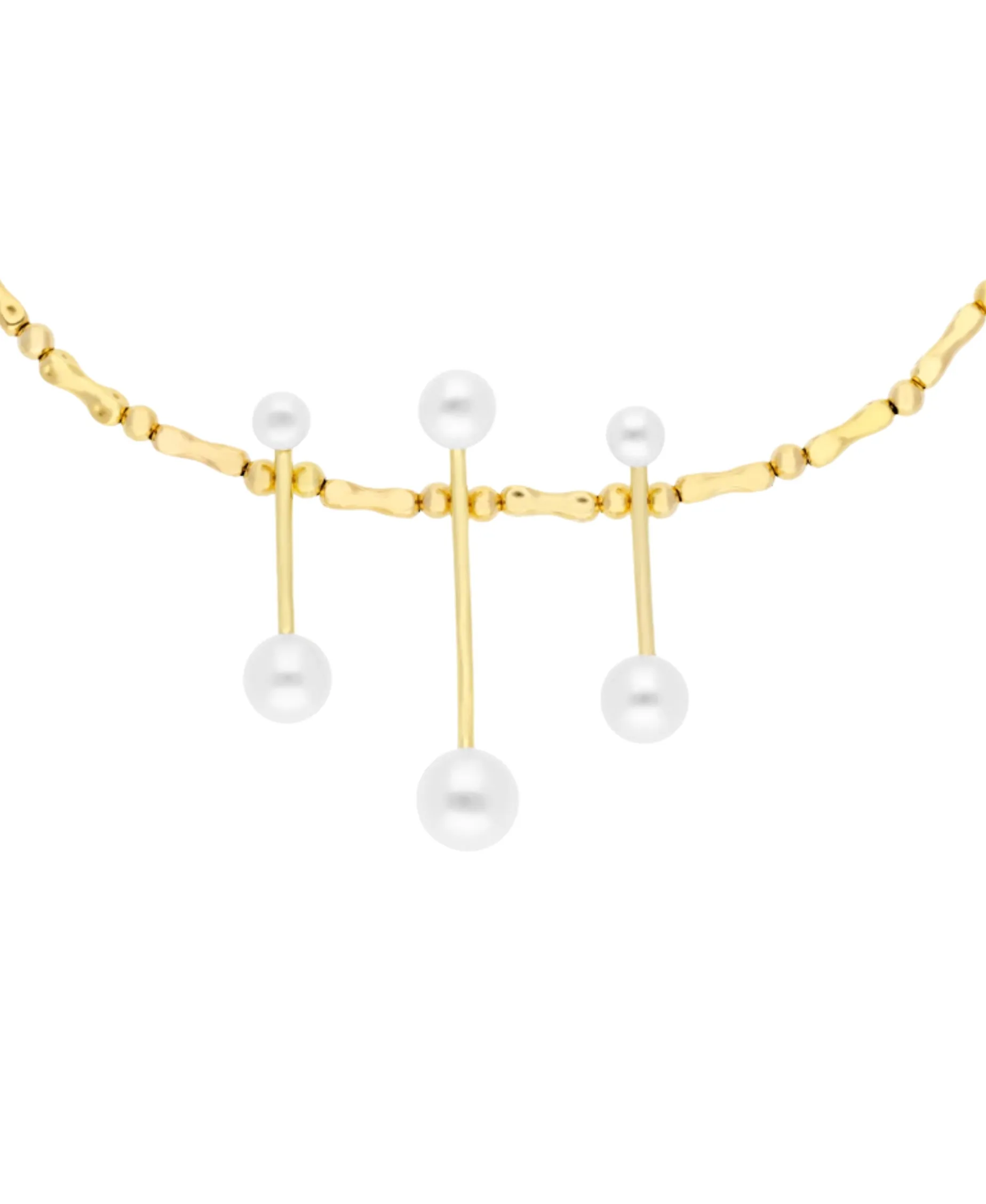 Collar Tsuru Marina García Plata Baño de Oro con Perlas | 91259GD