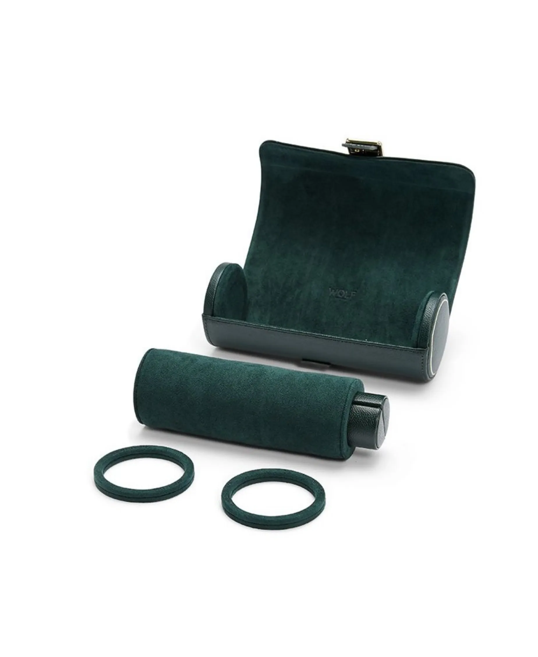 Estuche WOLF British Racing Triple Watch Roll Piel Verde - 792941