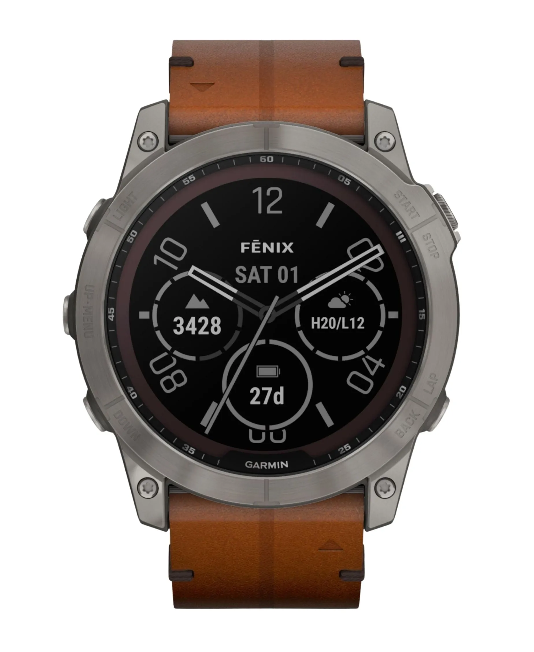 GARMIN Fēnix 7X Sapphire Solar 51 mm Titanio con Correa de Cuero | 010-02541-19
