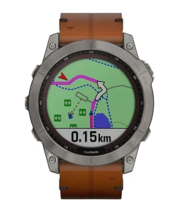 GARMIN Fēnix 7X Sapphire Solar 51 mm Titanio con Correa de Cuero | 010-02541-19