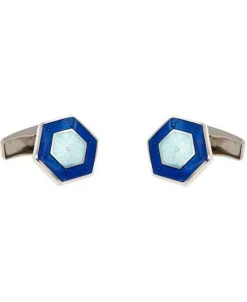 Gemelos Antora Geométrico Esmalte Azul | 389PGE550