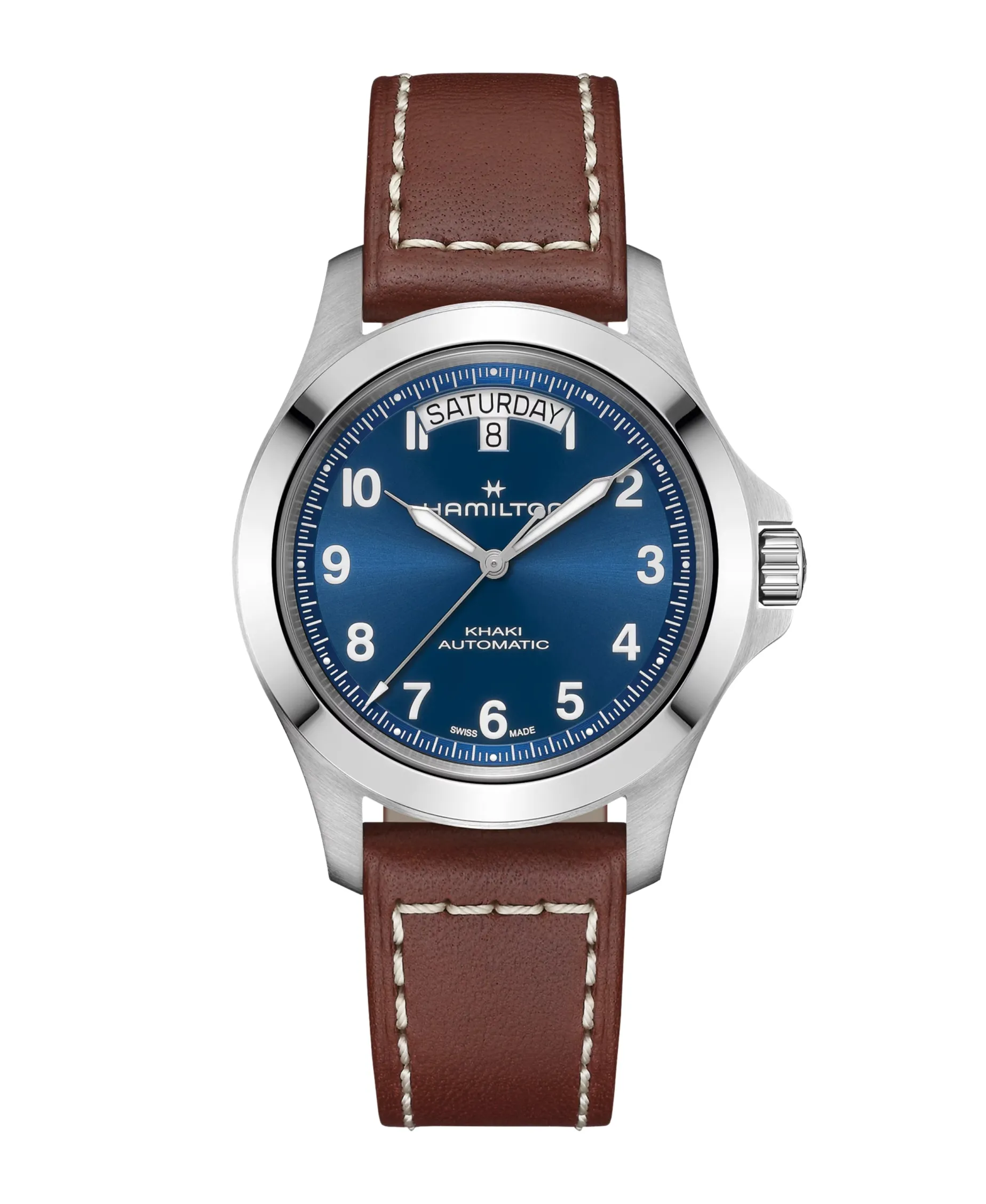 Hamilton Khaki Field King Day-Date Automático Azul Acero y Piel 40 mm | H64475540
