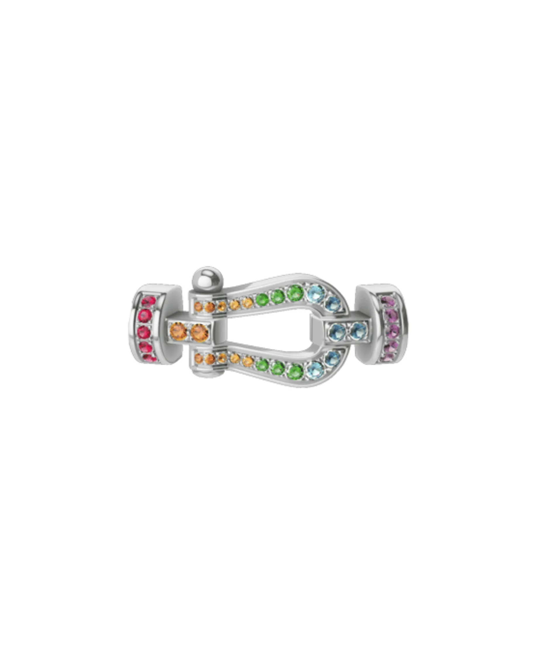 Hebilla FRED M Force 10 Oro Blanco 18K Piedras Multicolor | 0B0170