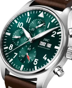 IWC Reloj de Aviador Cronógrafo Piel Marrón Esfera Verde 43 mm | IW378005