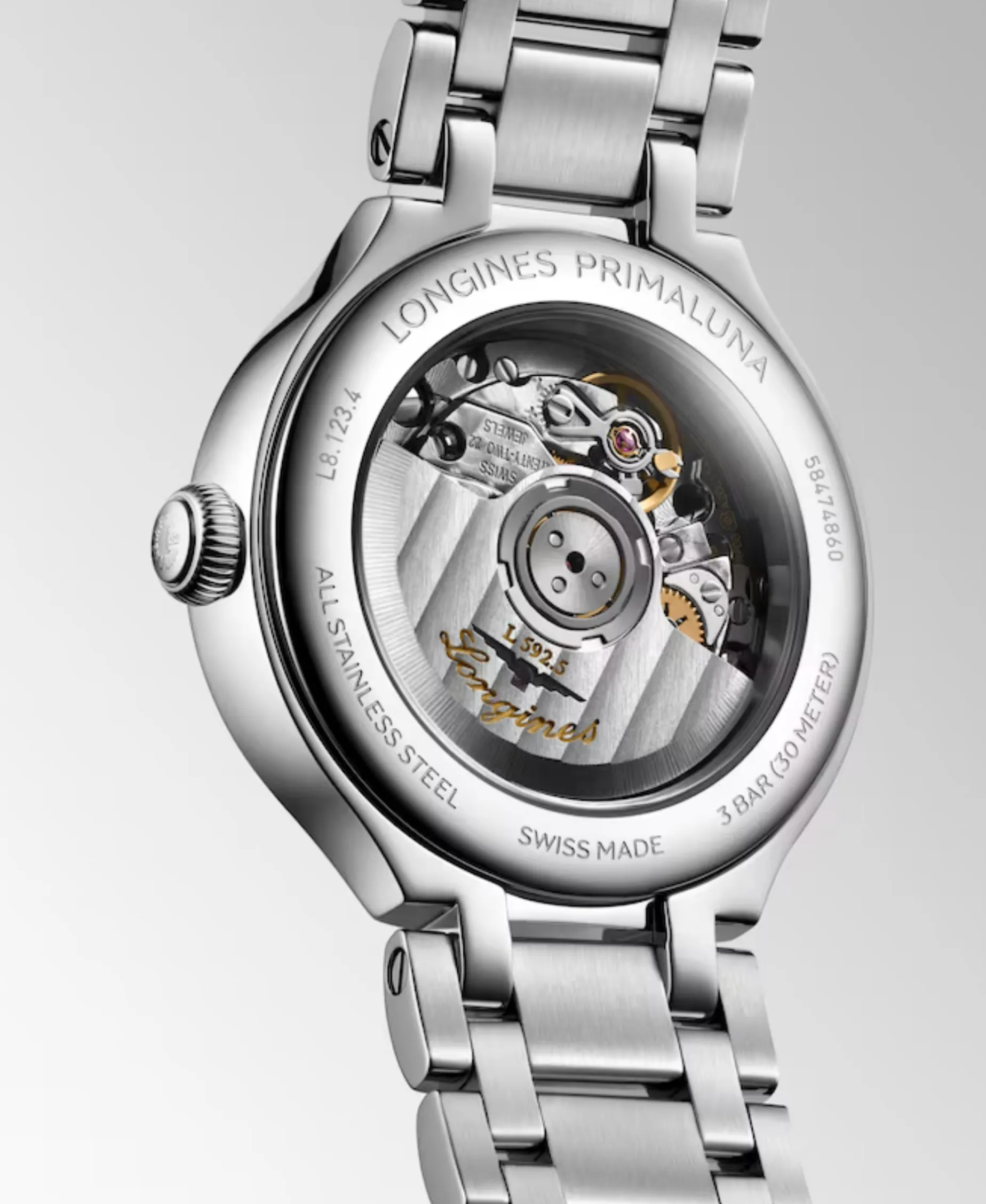 Longines PrimaLuna Automático Diamantes Madreperla Blanco Acero 30 mm | L8.123.4.87.6