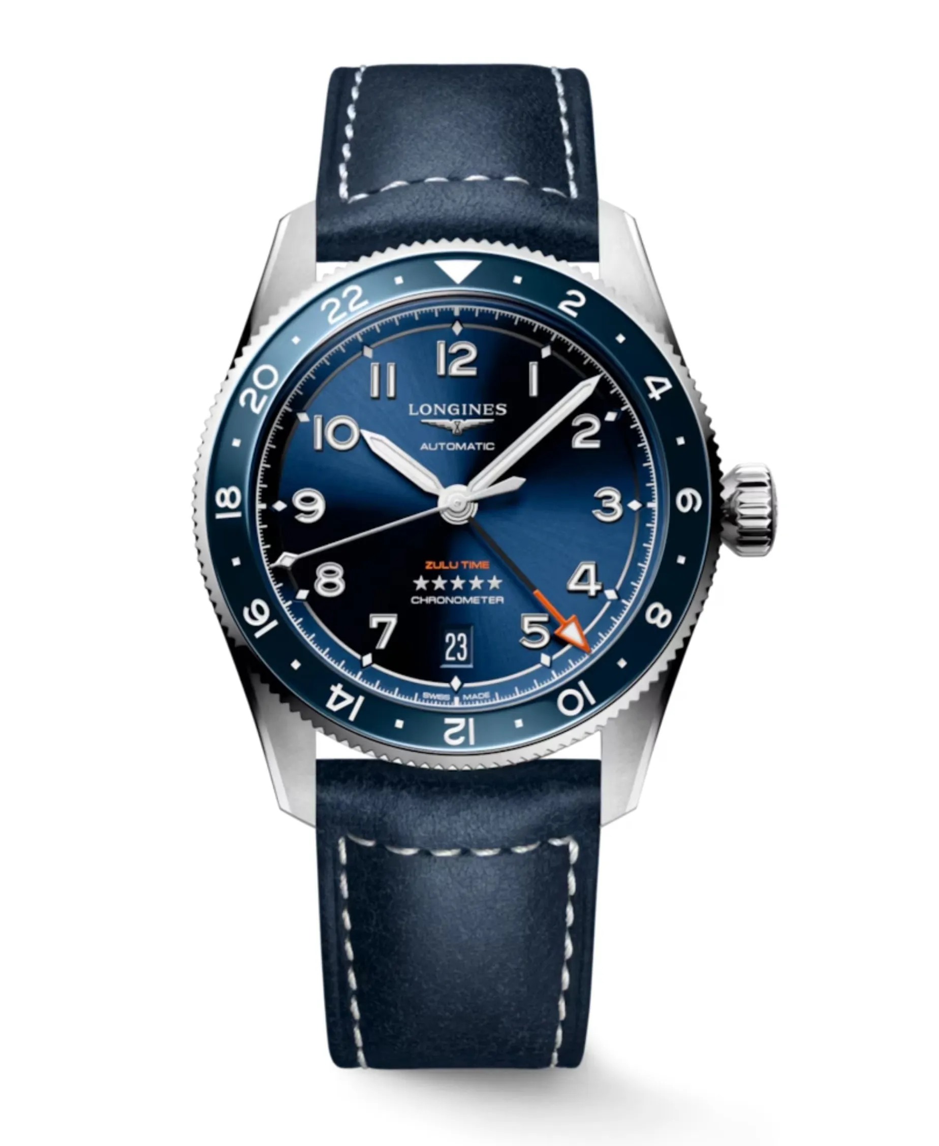 Longines Spirit Zulu Time Correa Piel Azul 39 mm | L3.802.4.93.2