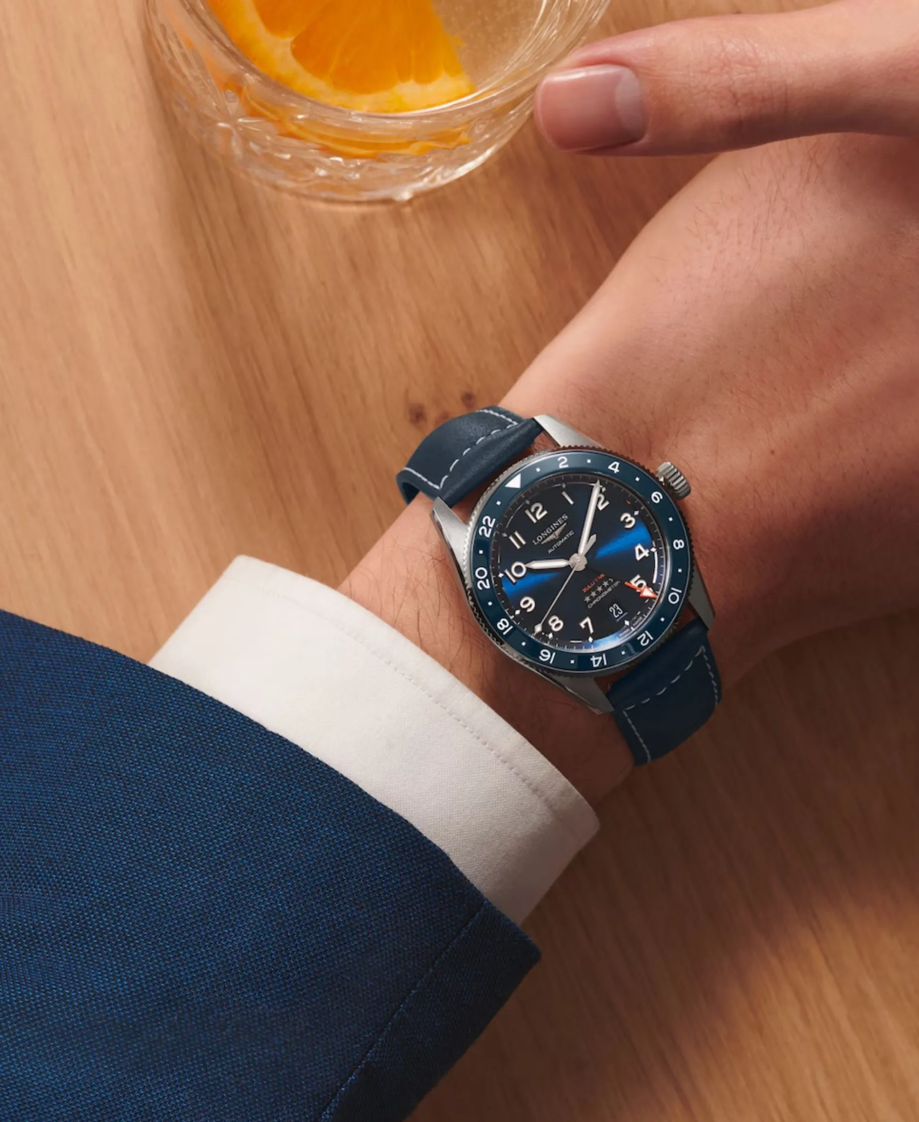 Longines Spirit Zulu Time Correa Piel Azul 39 mm | L3.802.4.93.2
