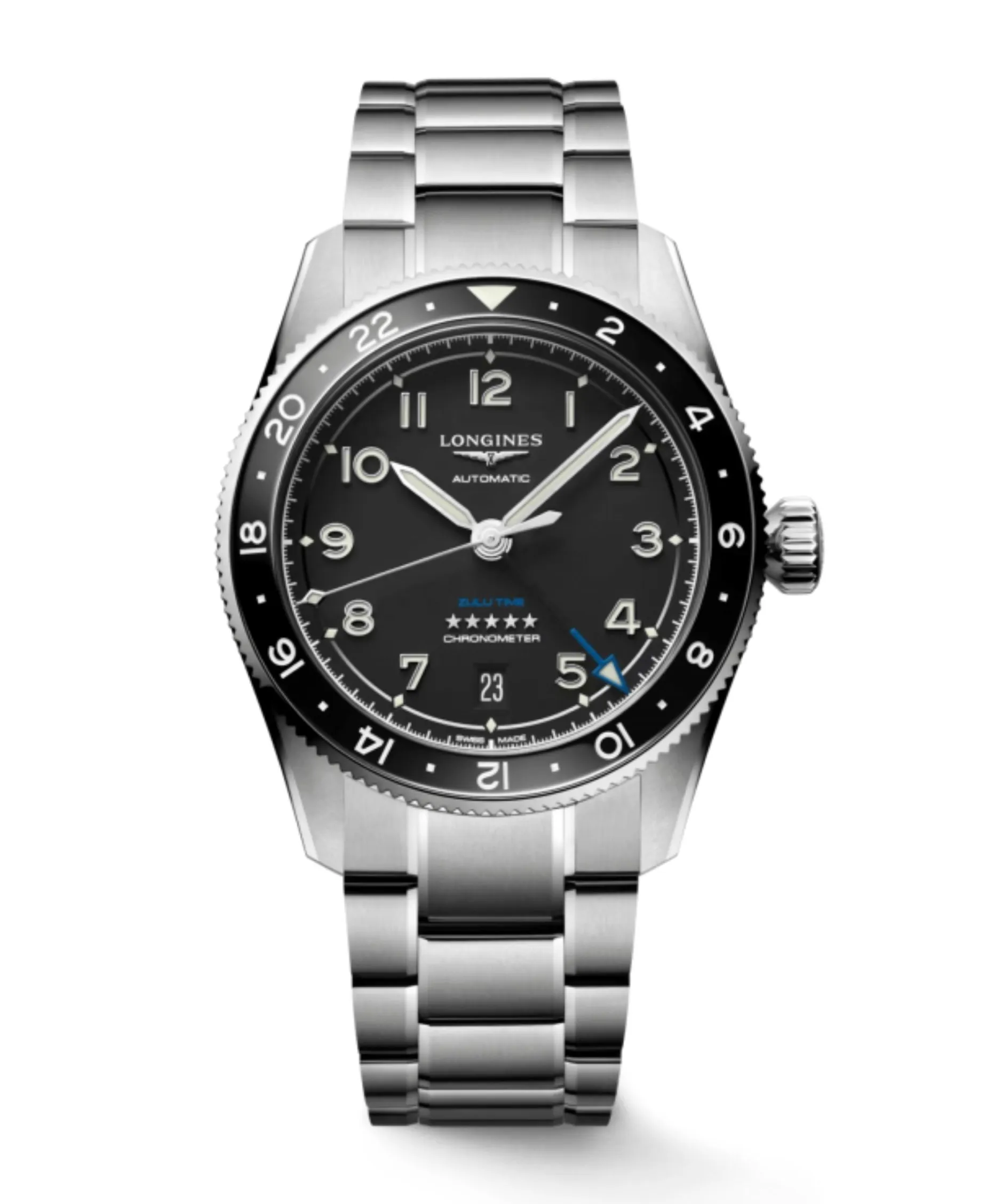 Longines Spirit Zulu Time Esfera negra 39 mm | L3.802.4.53.6