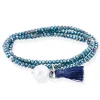 Marina García Zen Azul Pulsera Plata Perla | 90106UP