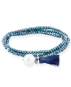 Marina García Zen Azul Pulsera Plata Perla | 90106UP