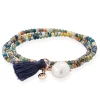 Marina García Zen Azul Pulsera Plata Baño Oro Rosa Perla | 90450UP