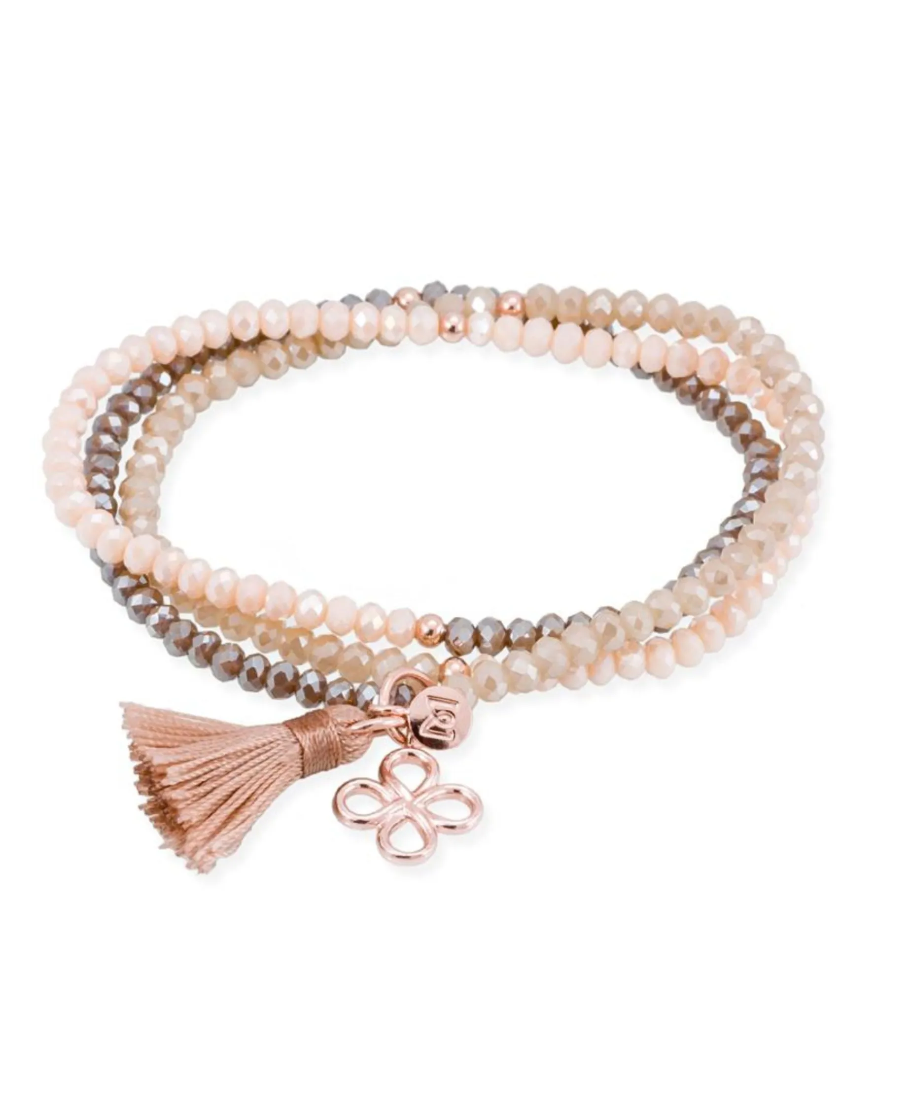 Marina García Zen Marrón Pulsera Plata Baño Oro Rosa Cristales Strass | 90232UT