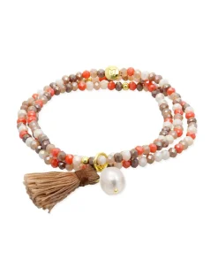 Marina García Zen Roble Pulsera Plata Baño Oro Perla | 90979UP