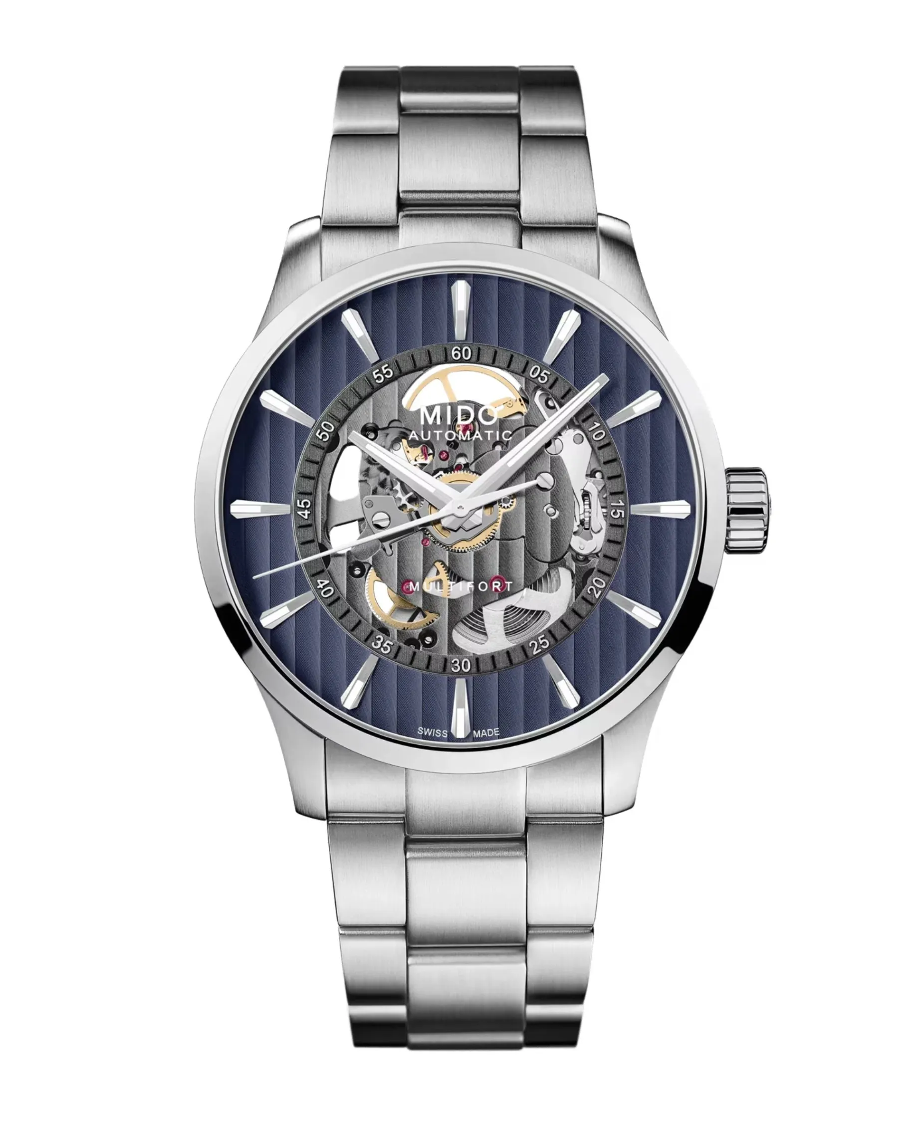 MIDO Multifort Skeleton Vertigo Azul Acero 42 mm | M038.436.11.041.00