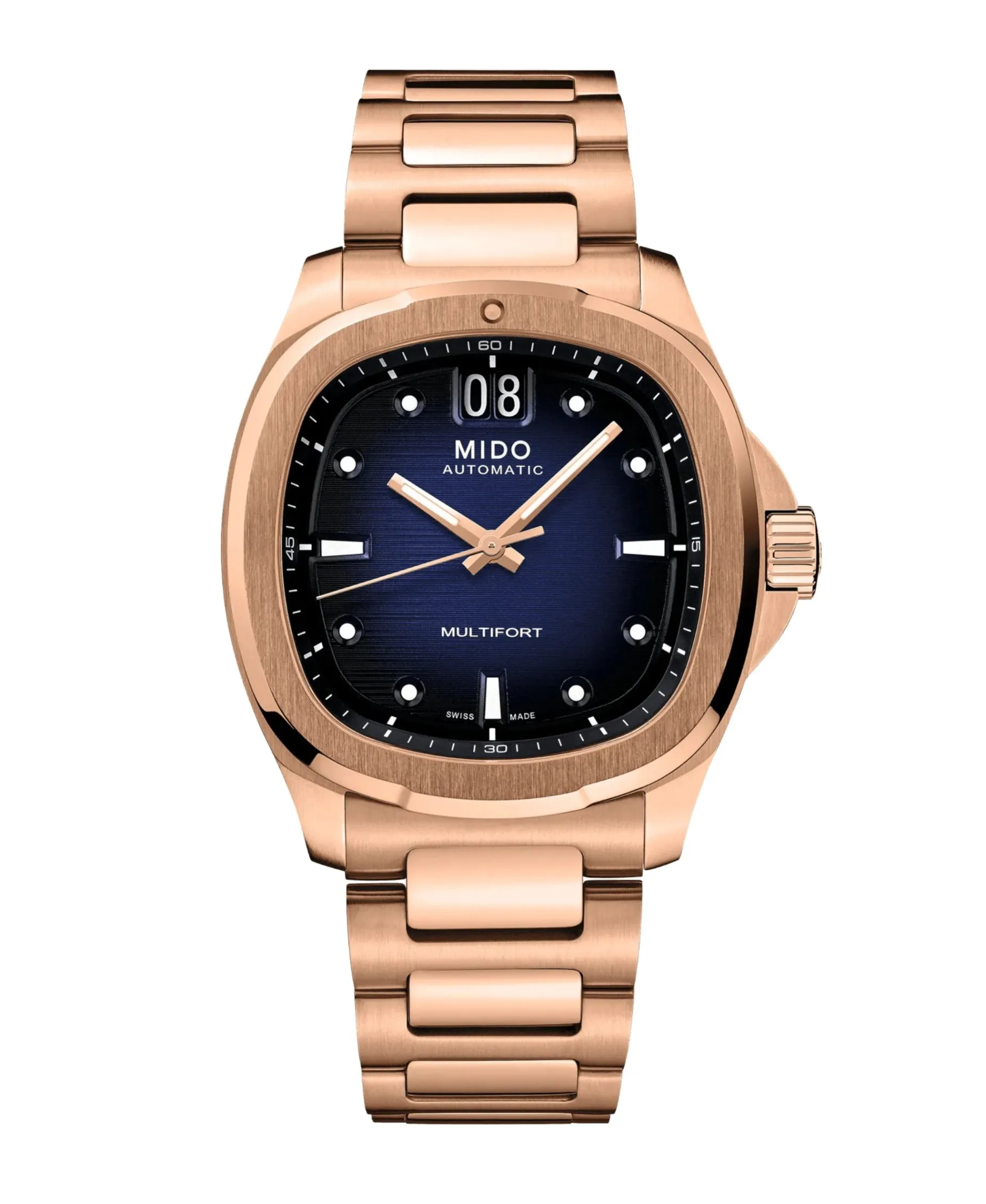MIDO Multifort TV Big Date Automático Azul Acero PVD Oro Rosa 40 mm | M049.526.33.041.00