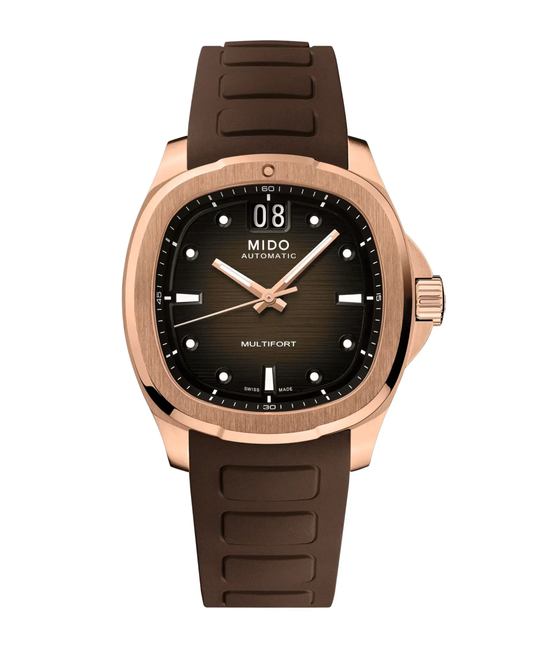 MIDO Multifort TV Big Date Automático Marrón Acero PVD Oro Rosa 40 mm | M049.526.37.291.00