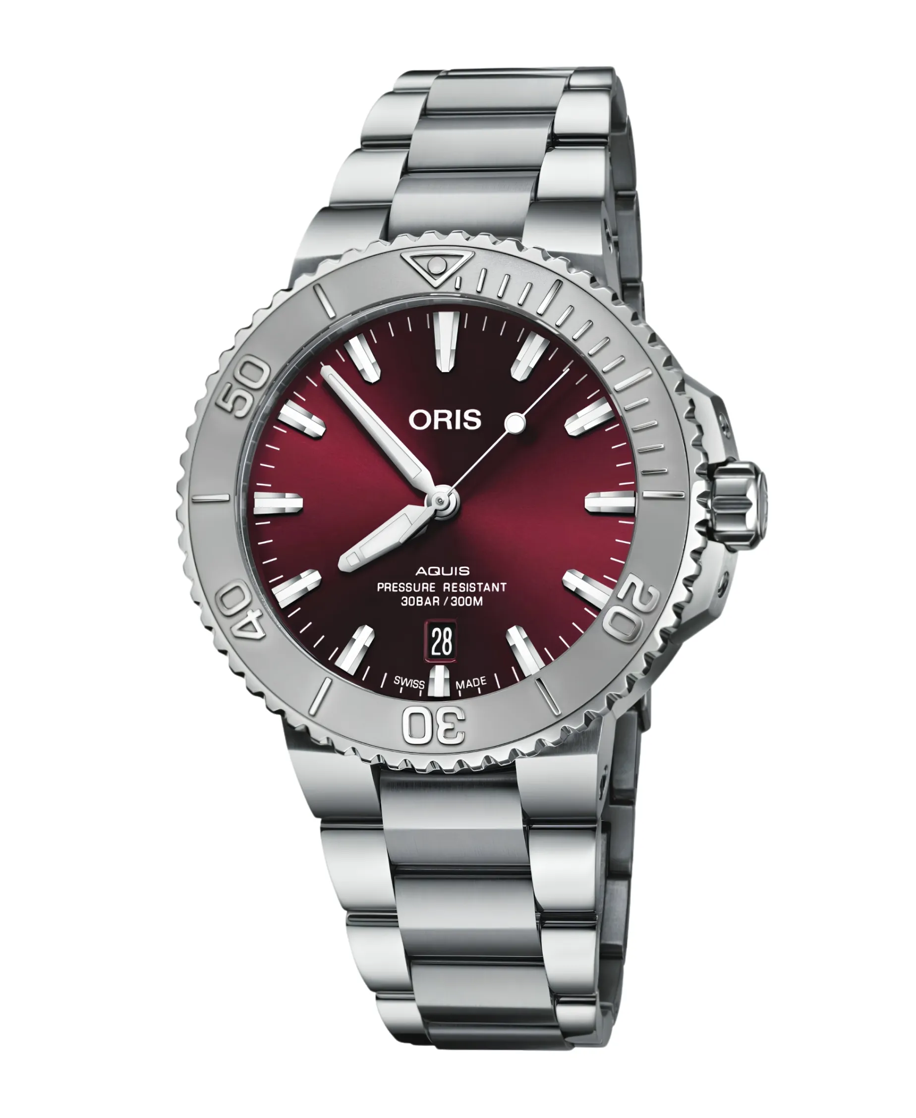 ORIS Aquis Date Relief Rojo Acero 41,50 mm | 01 733 7766 4158-07 8 22 05PEB