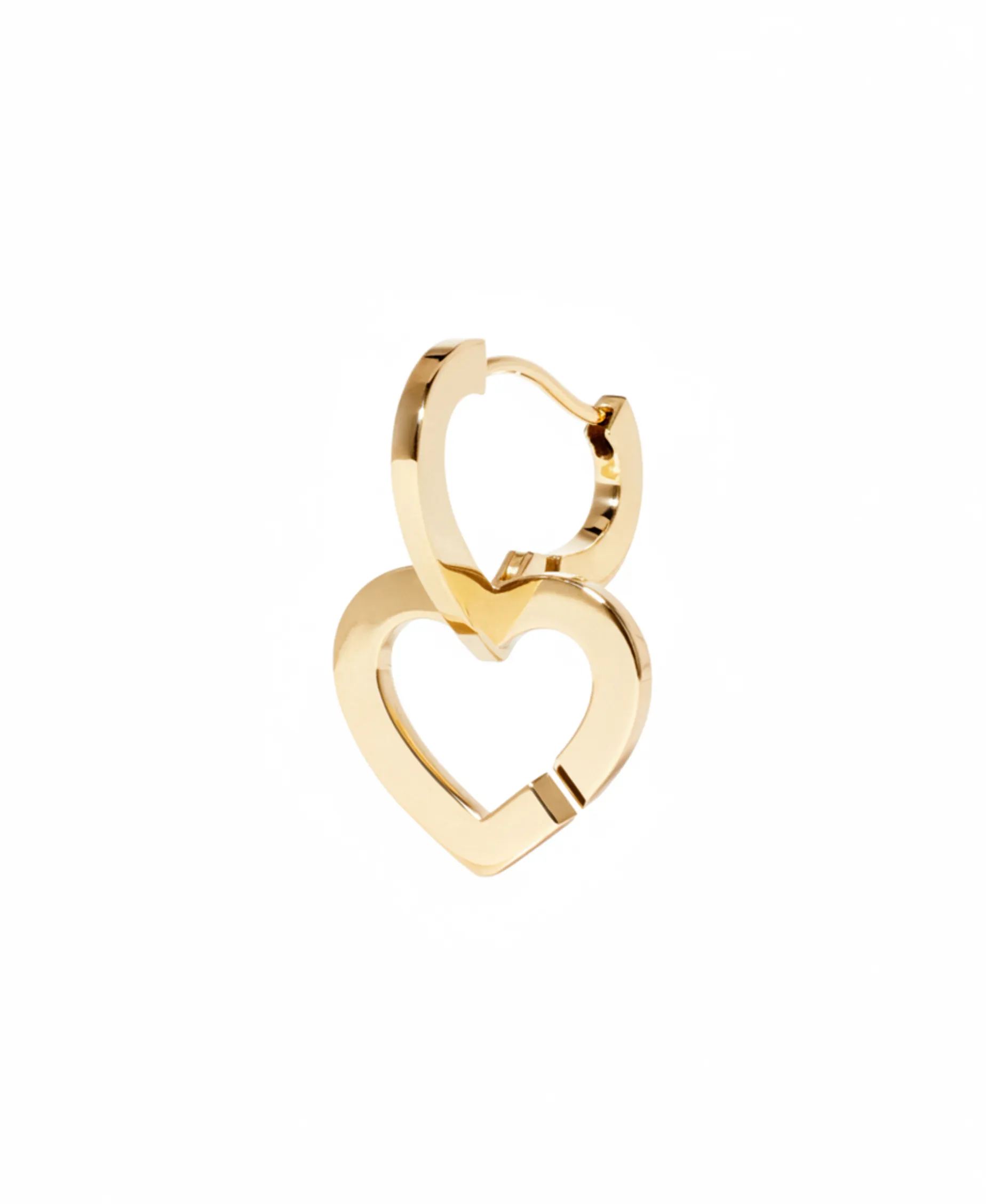 Pendiente Individual Aro Doble Corazón Oro Amarillo | 845411U