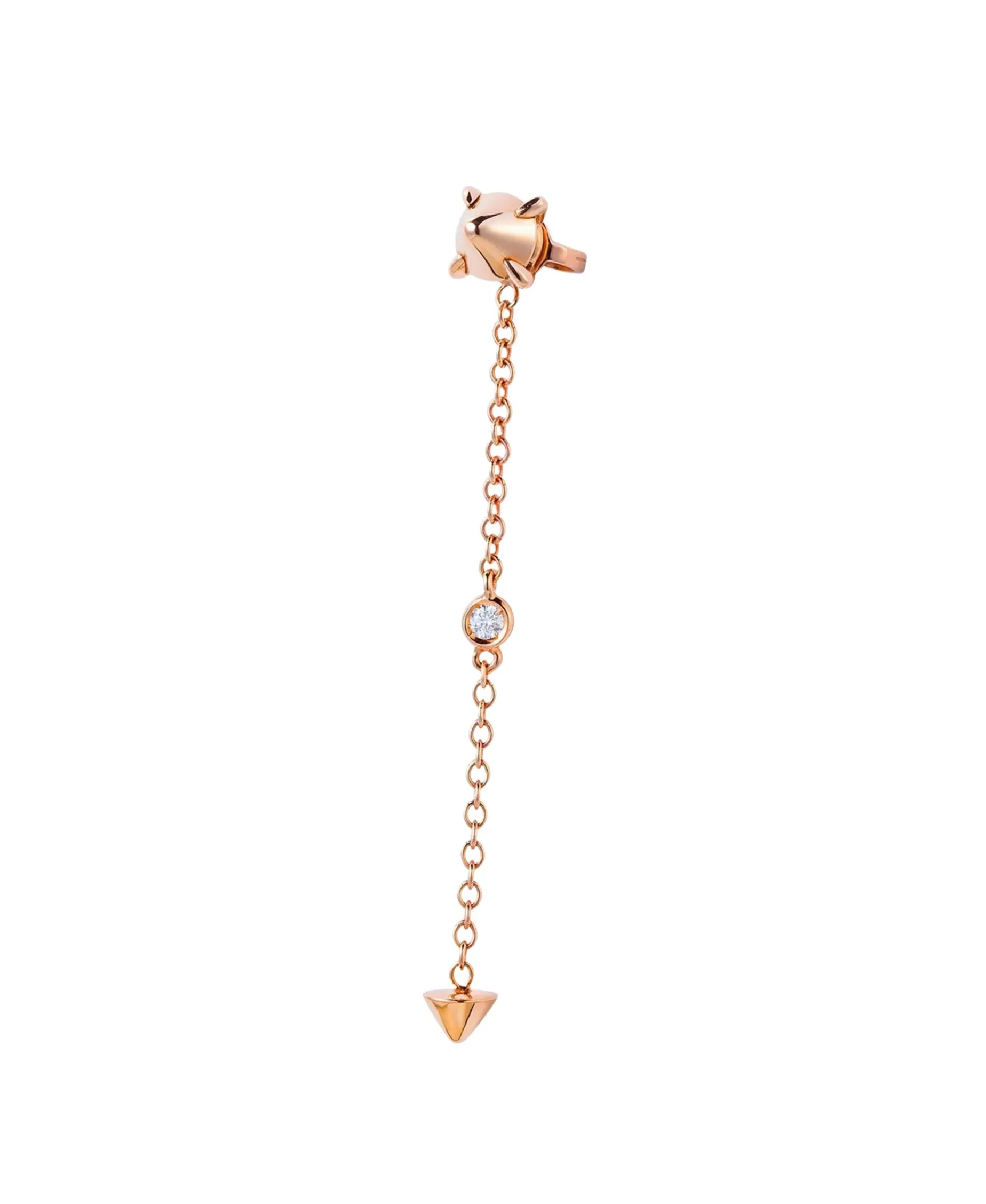 Pendiente Mattioli Eve-R De Botón Individual Largo Con Diamante En Oro Rosa | MRI137R007W