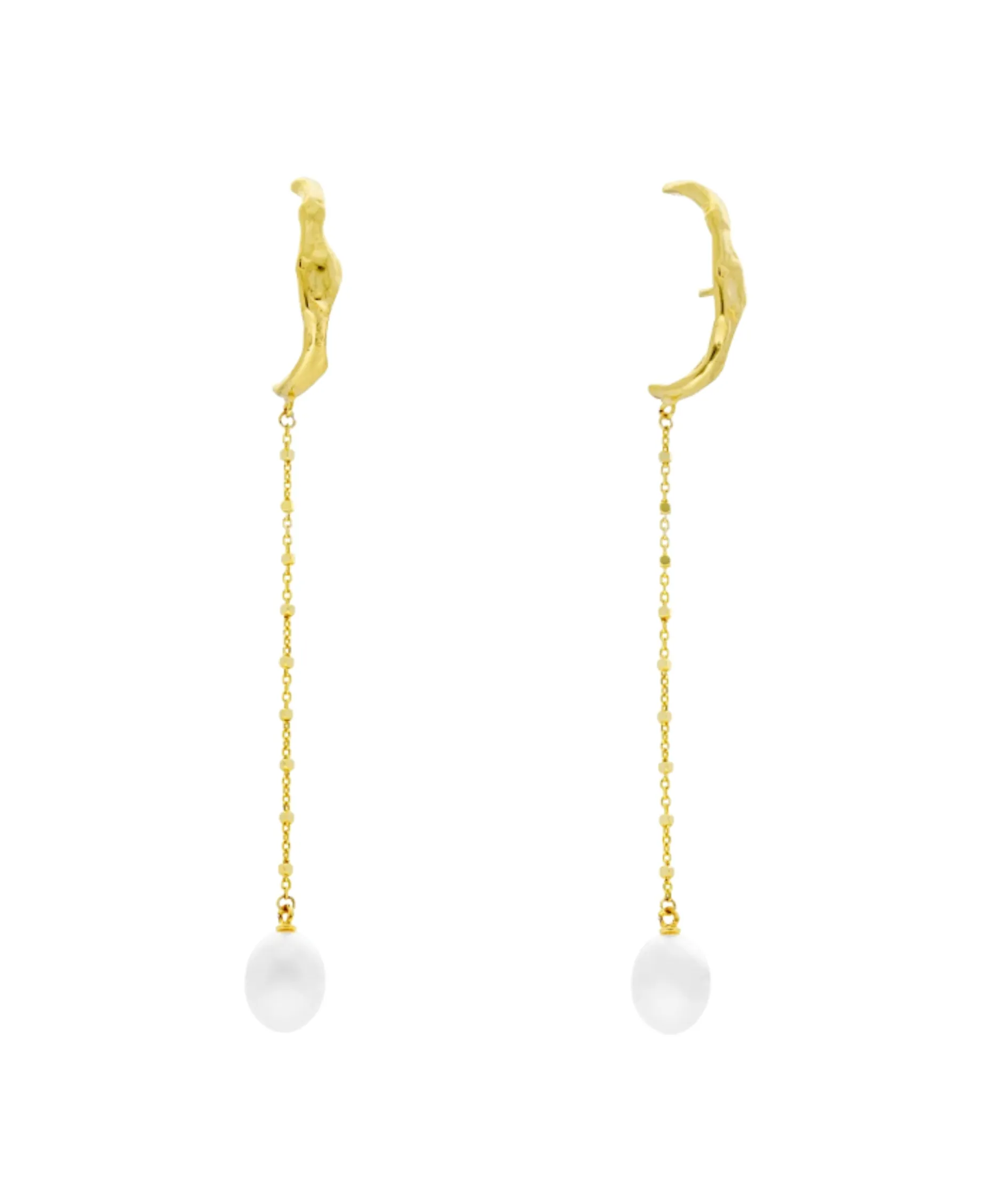 Pendientes Ame Marina García Plata Baño de Oro con Perlas | 91267PD
