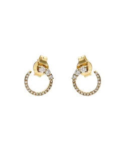Pendientes Aro Abierto con Diamantes en Oro Amarillo