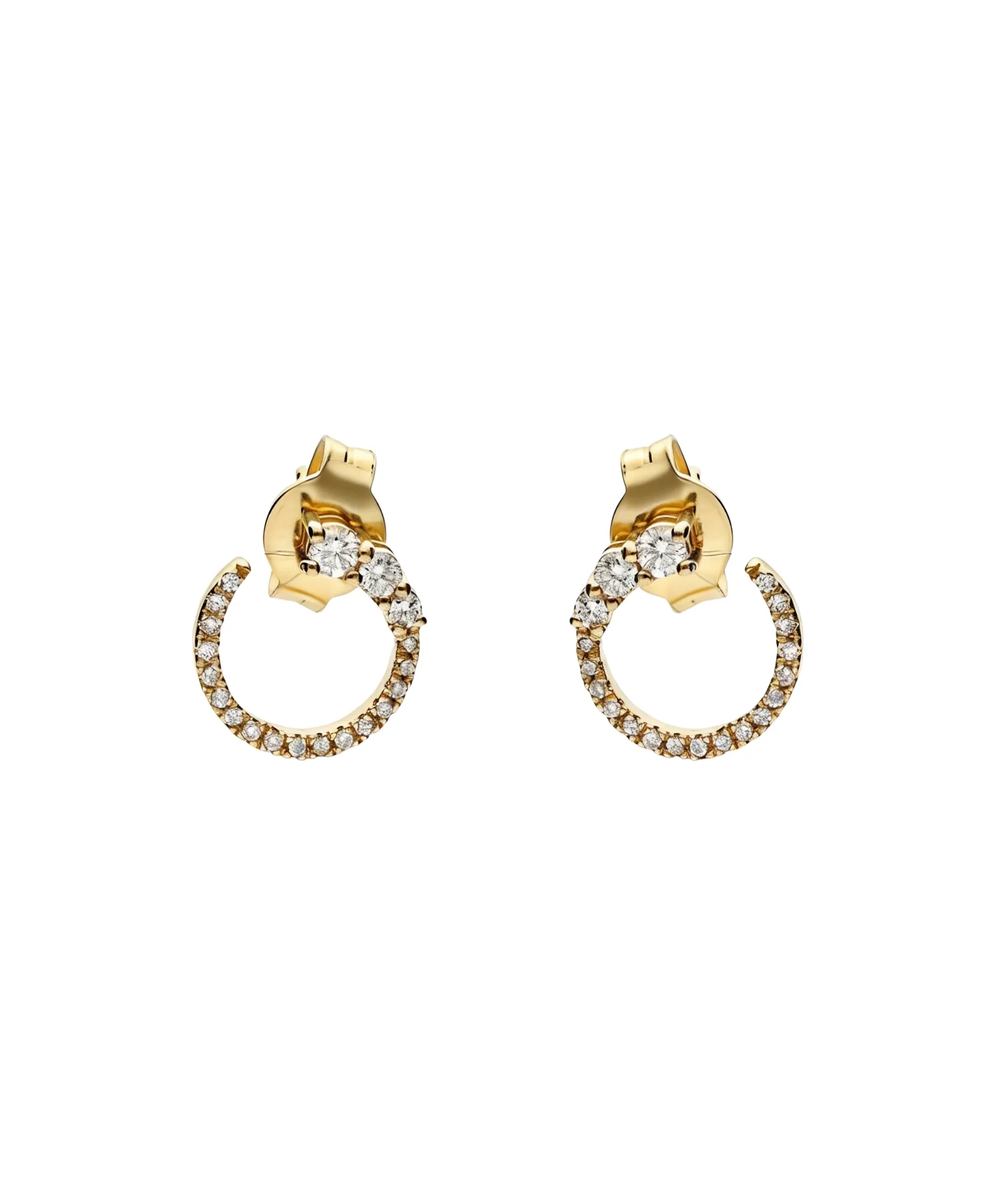 Pendientes Aro Abierto con Diamantes en Oro Amarillo