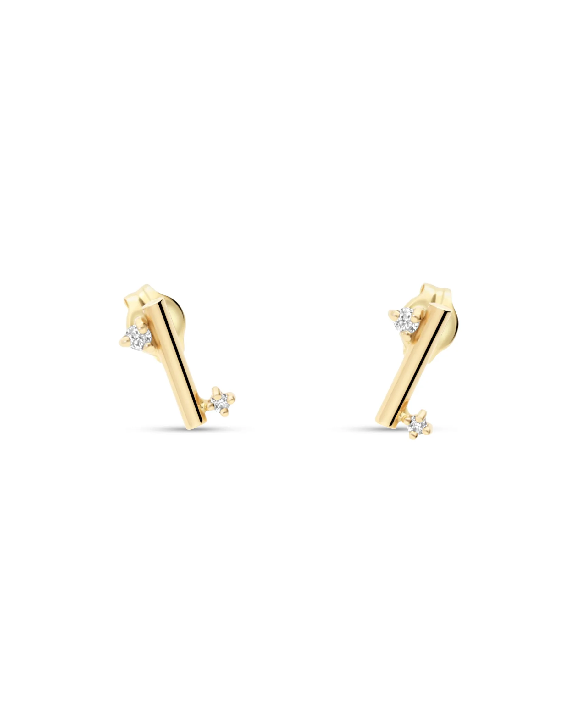 Pendientes Barra con Diamantes en Oro Amarillo