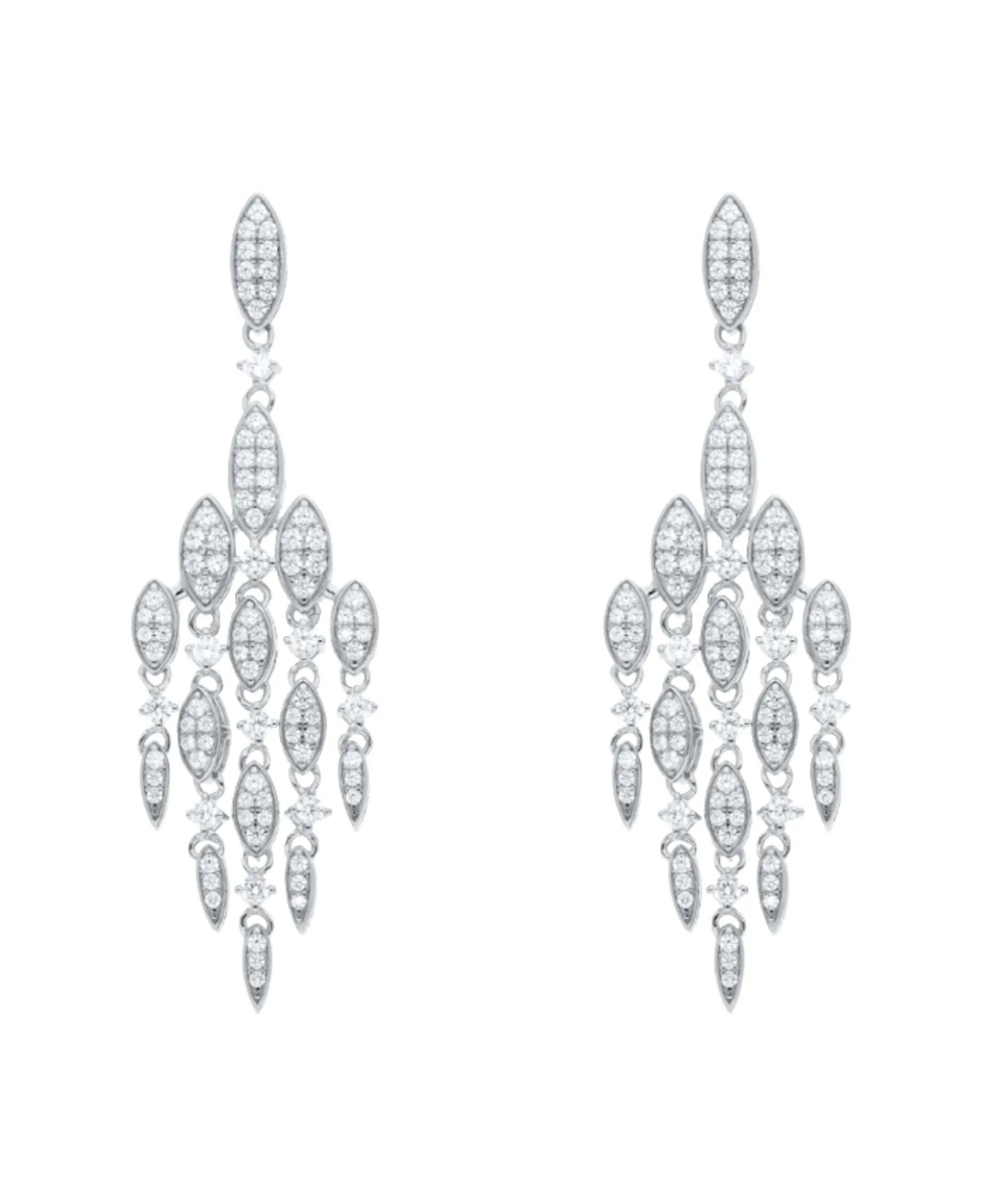 Pendientes Chandelier Marina García Plata Rodiada con Circonitas | 91163PB