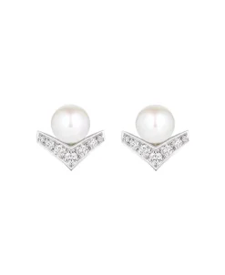 Pendientes Chaumet Joséphine Aigrette Oro Blanco Perlas y Diamantes | 085046