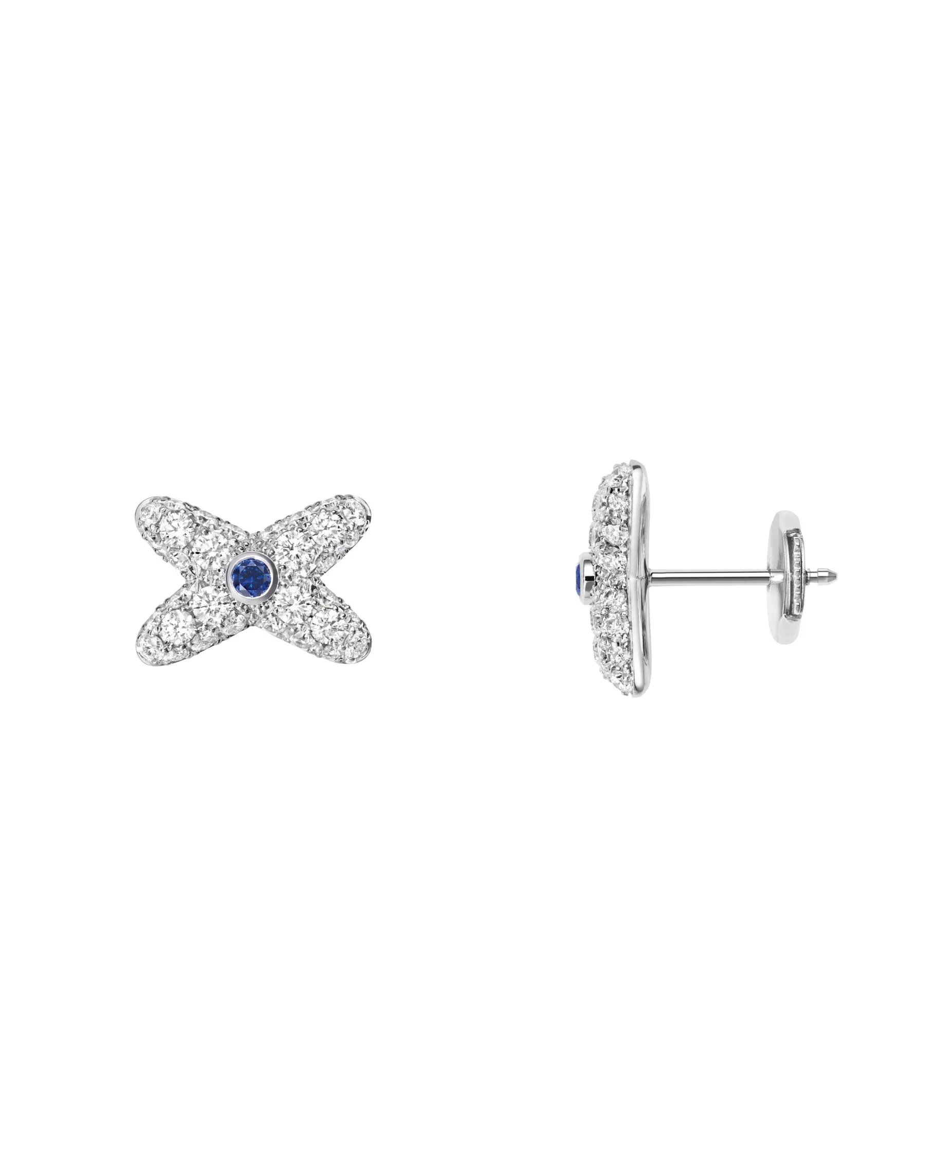 Pendientes Chaumet Liens Oro Blanco Pavé de Diamantes y Zafiro | 085492