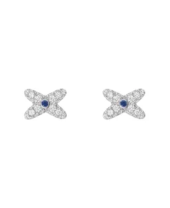 Pendientes Chaumet Liens Oro Blanco Pavé de Diamantes y Zafiro | 085492