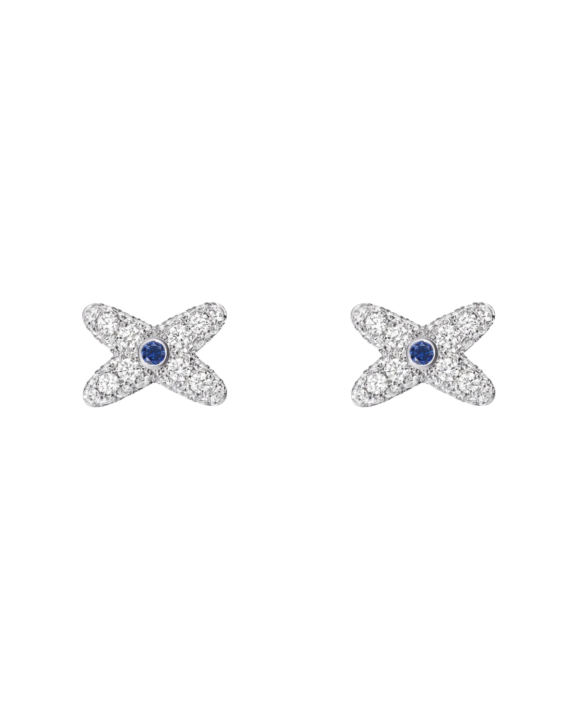 Pendientes Chaumet Liens Oro Blanco Pavé de Diamantes y Zafiro | 085492
