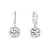 Pendientes con Aguamarinas 2.14 cts y Halo de Diamantes en Oro Blanco