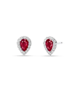 Pendientes con Rubíes Talla Marquise y Diamantes en Oro Blanco | 263JPE588B