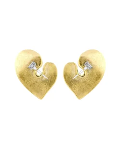 Pendientes Corazón Clavo Marina García Plata Bañada en Oro Circonitas | 91140PC