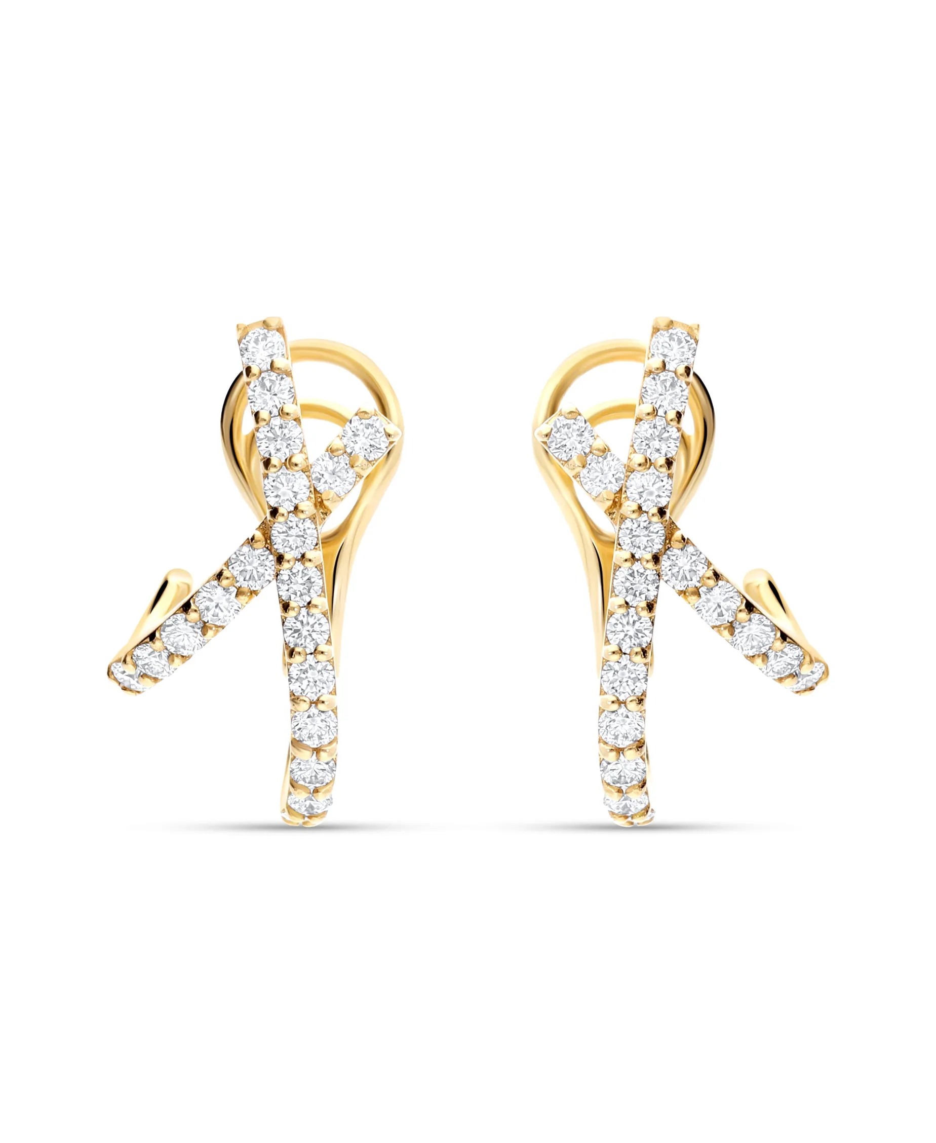 Pendientes Cruzados con Diamantes 1,35 cts en Oro Amarillo