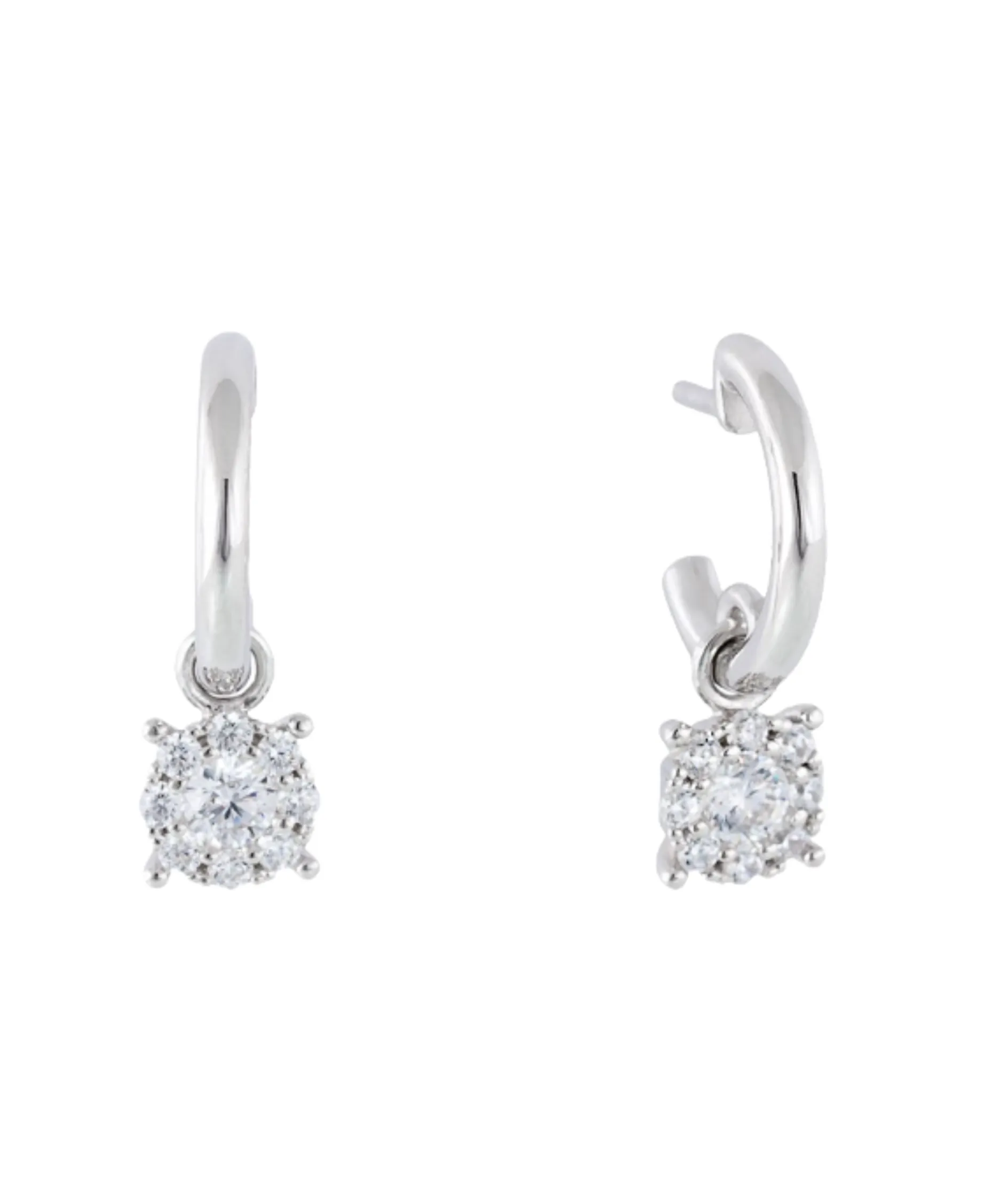 Pendientes de Aro con Colgante Cuadrado Marina García Plata Baño de Rodio | 90472PB