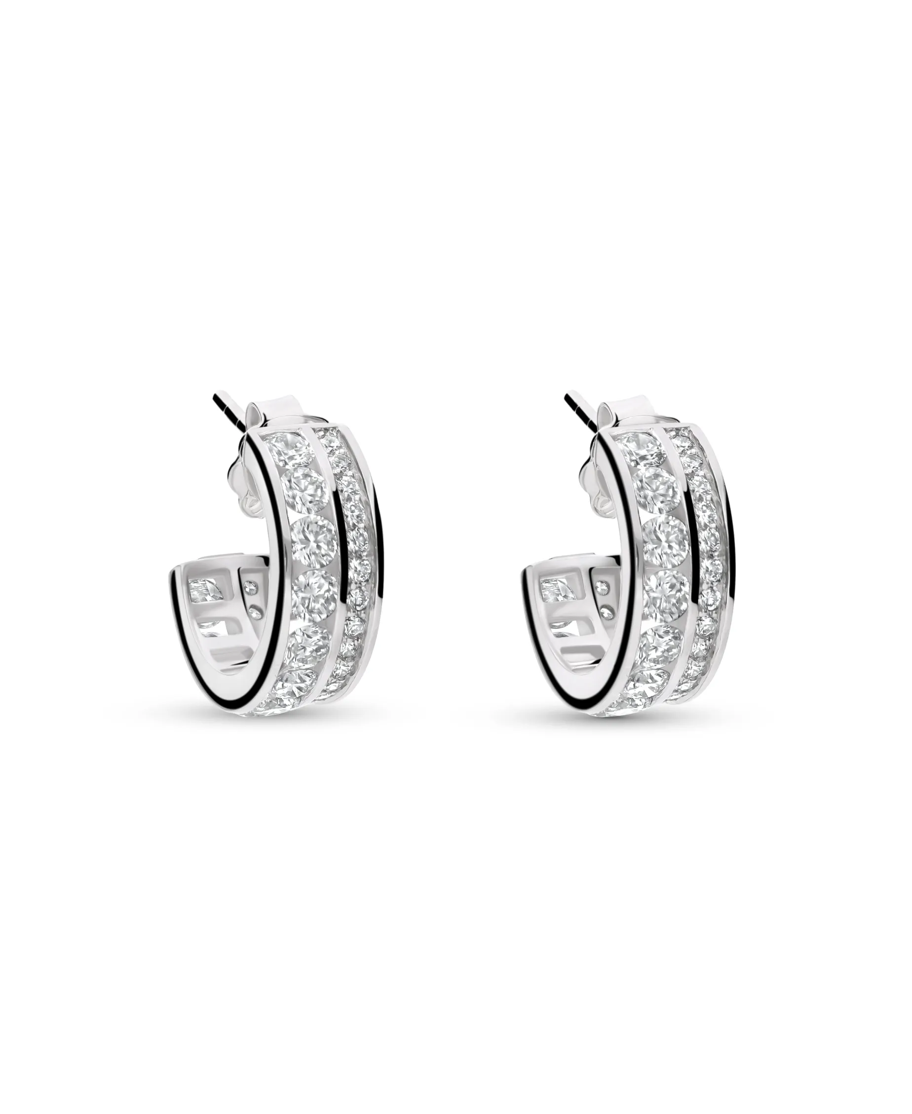 Pendientes de Aro con Diamantes en Hileras 2,94 cts en Oro Blanco