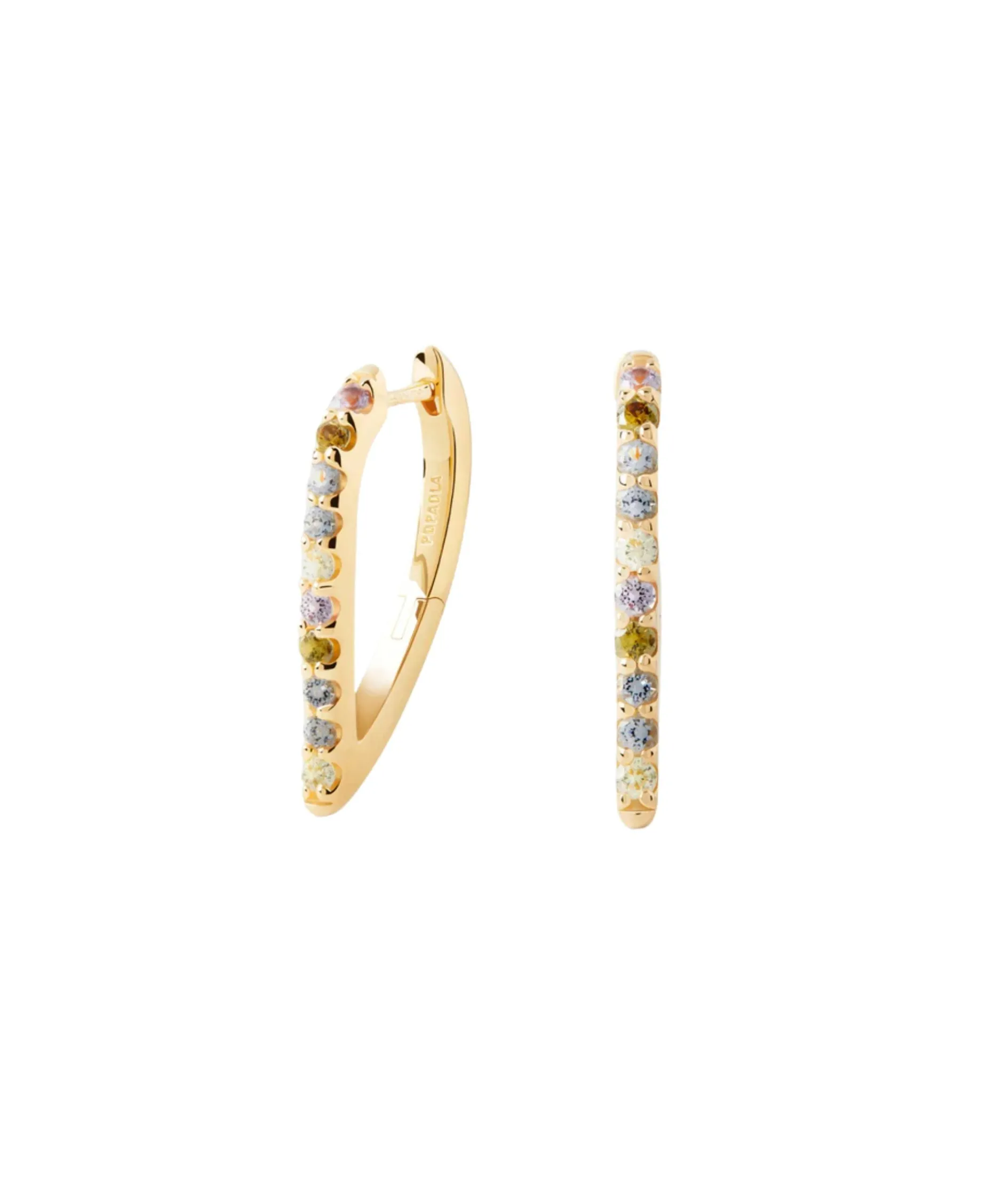 Pendientes de Aro Gloss Multicolor PDPAOLA Plata con Baño de Oro 18K | AR01-G26-U